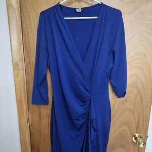 Womens Venus Blue Faux Wrap Dress